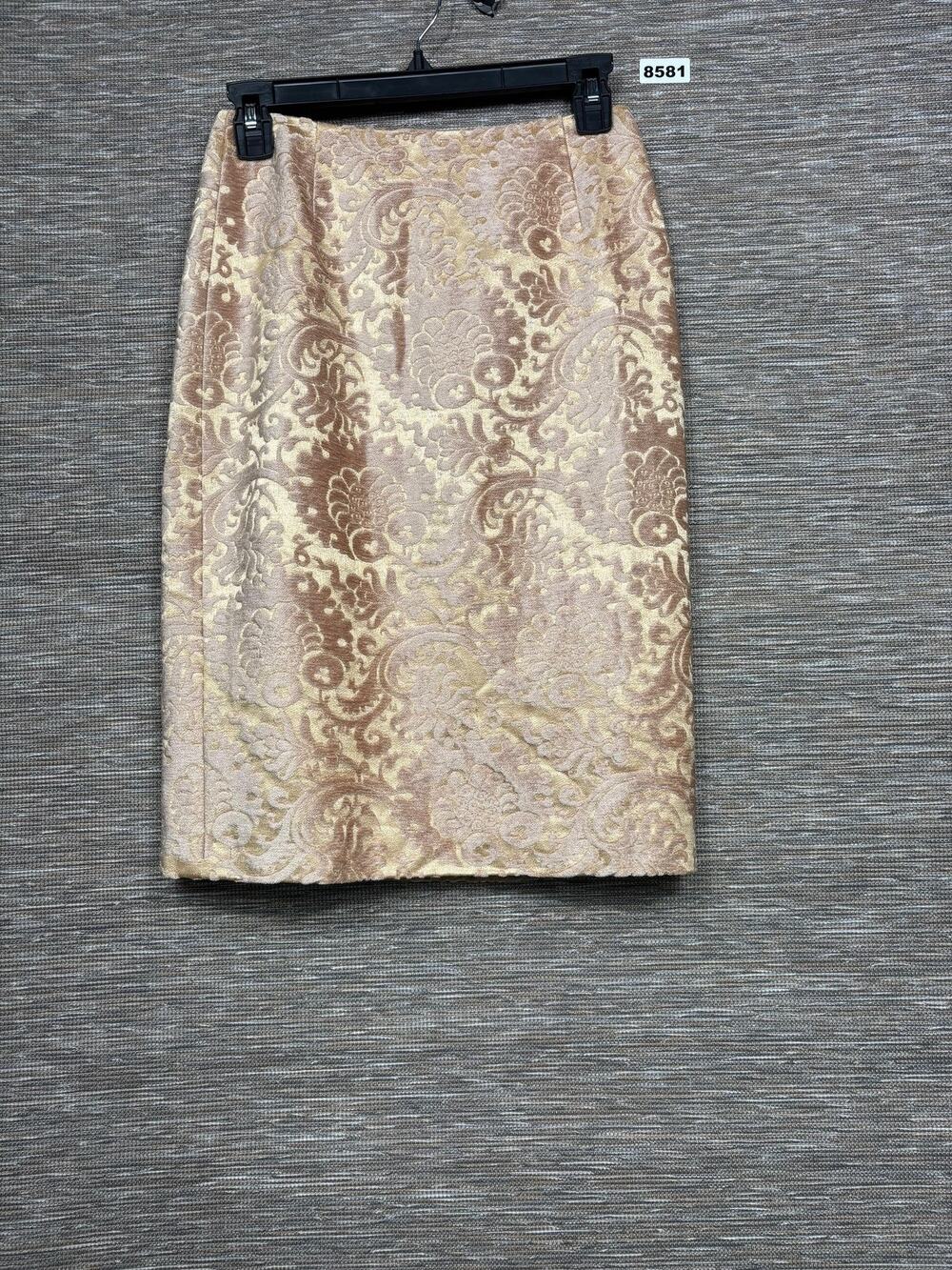 Escada Skirt Womens 34 Gold Floral Velvet Pencil Lined Knee Length Party